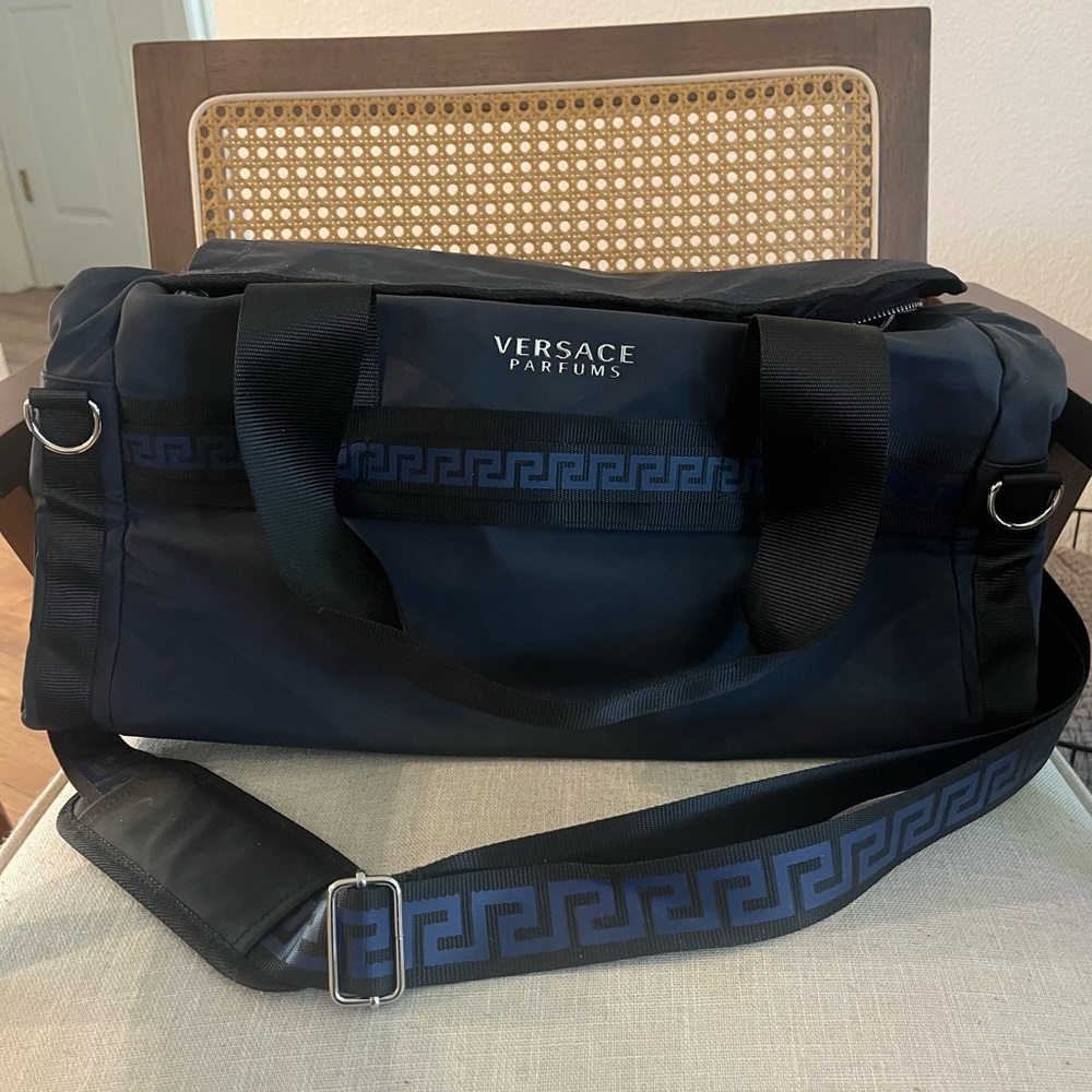 Versace Navy and Black Duffel Bag